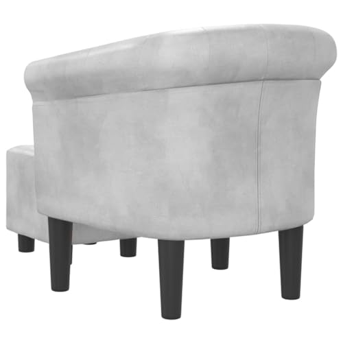 Tub Chair with Footstool Silver Faux Leather,Elegant Silver Tub Chair with Footstool: for Home or Office Living Room Furniture