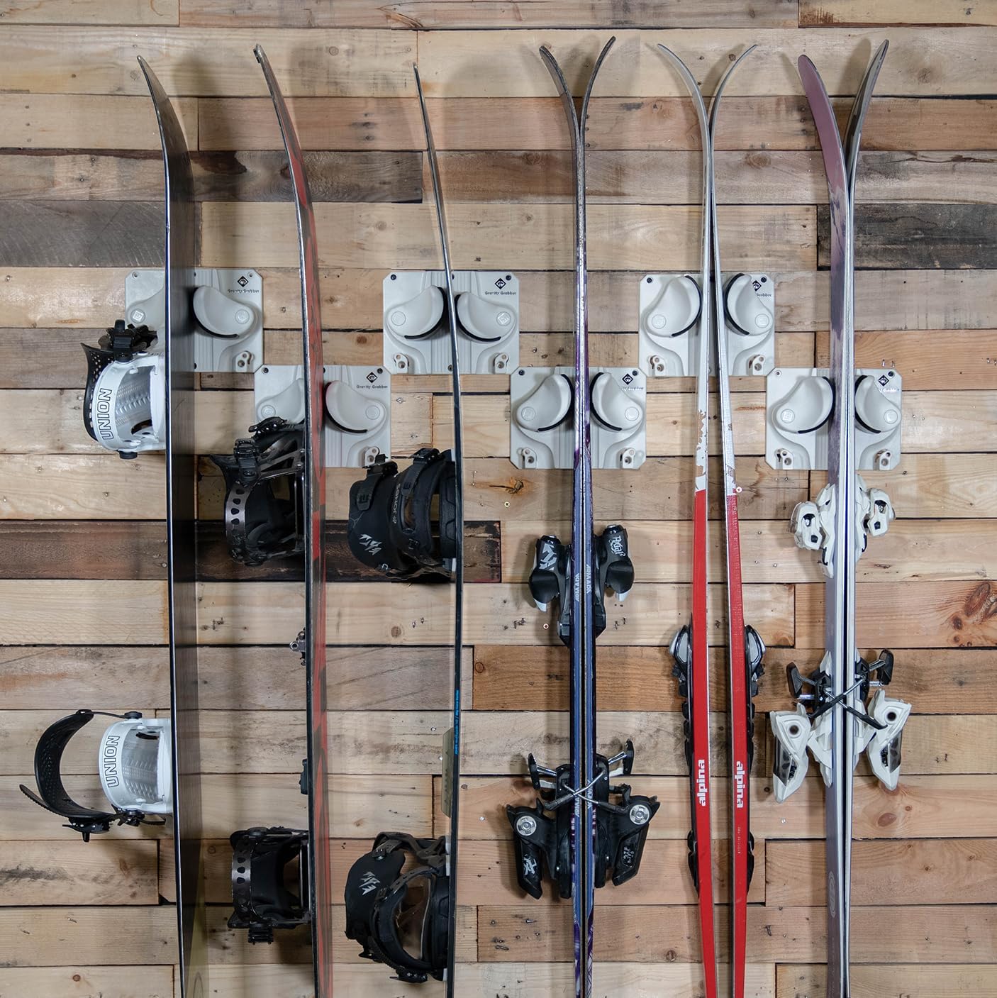 Ultimate Wall Storage Rack for Skis and Snowboards | Damage-Free Storage | Fits Any Ski or Snowboard | (White, 6)