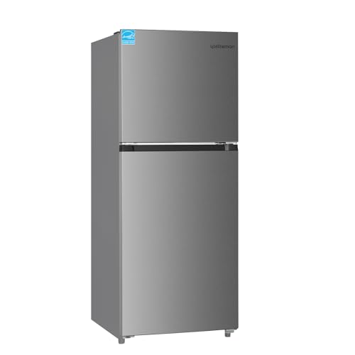 Upstreman 7.7 Cu.Ft. Refrigerator with Freezer, Double Door Refrigerator, Adjustable Thermostat, Large Capacity, Reversible Door Swing, Refrigerator for Apartment, Office, Dorm, Black（BD75）