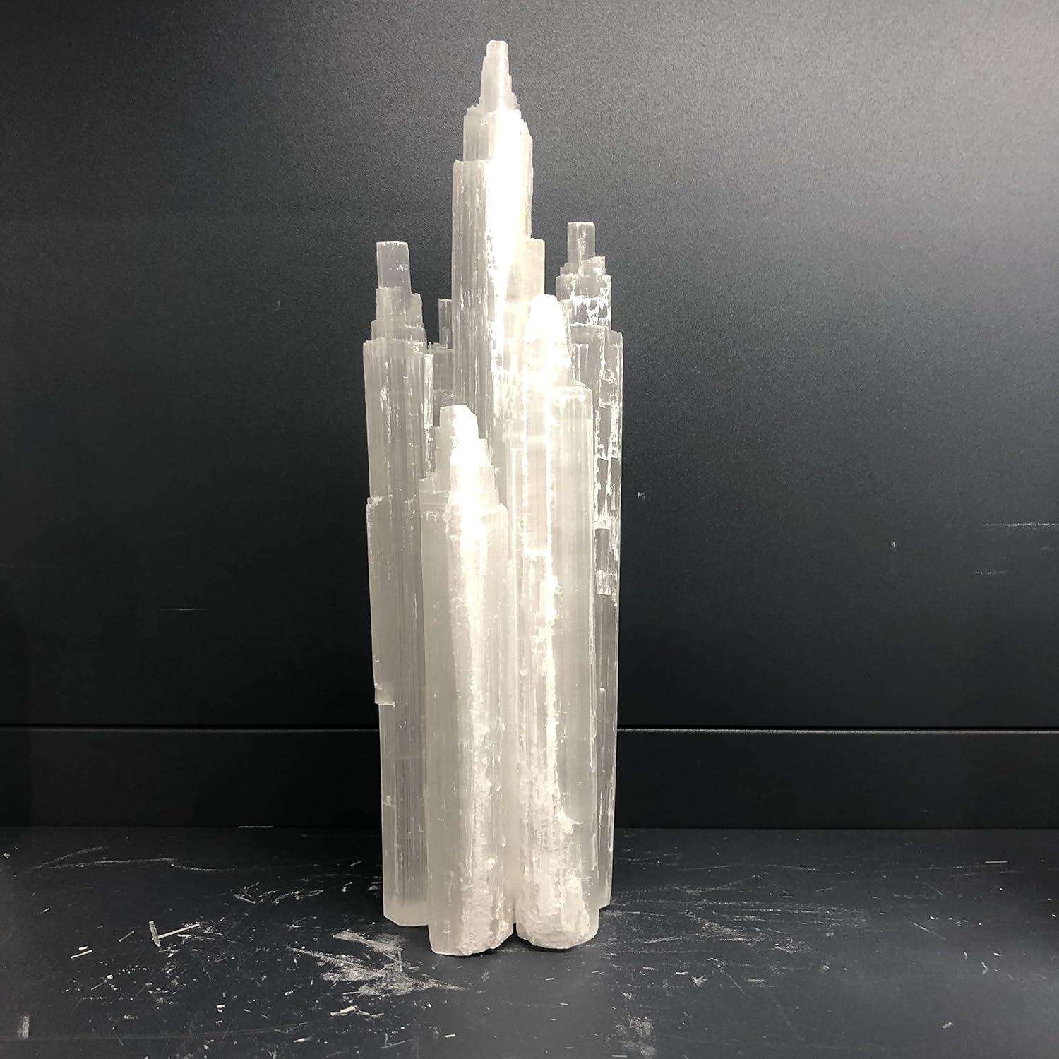 RALDMOV Hand Carved Natural White Crystal Selenite Gypsum Tower Gifts Home Decor (White, 5.9-7 inch) (Cluster) Pack of 2