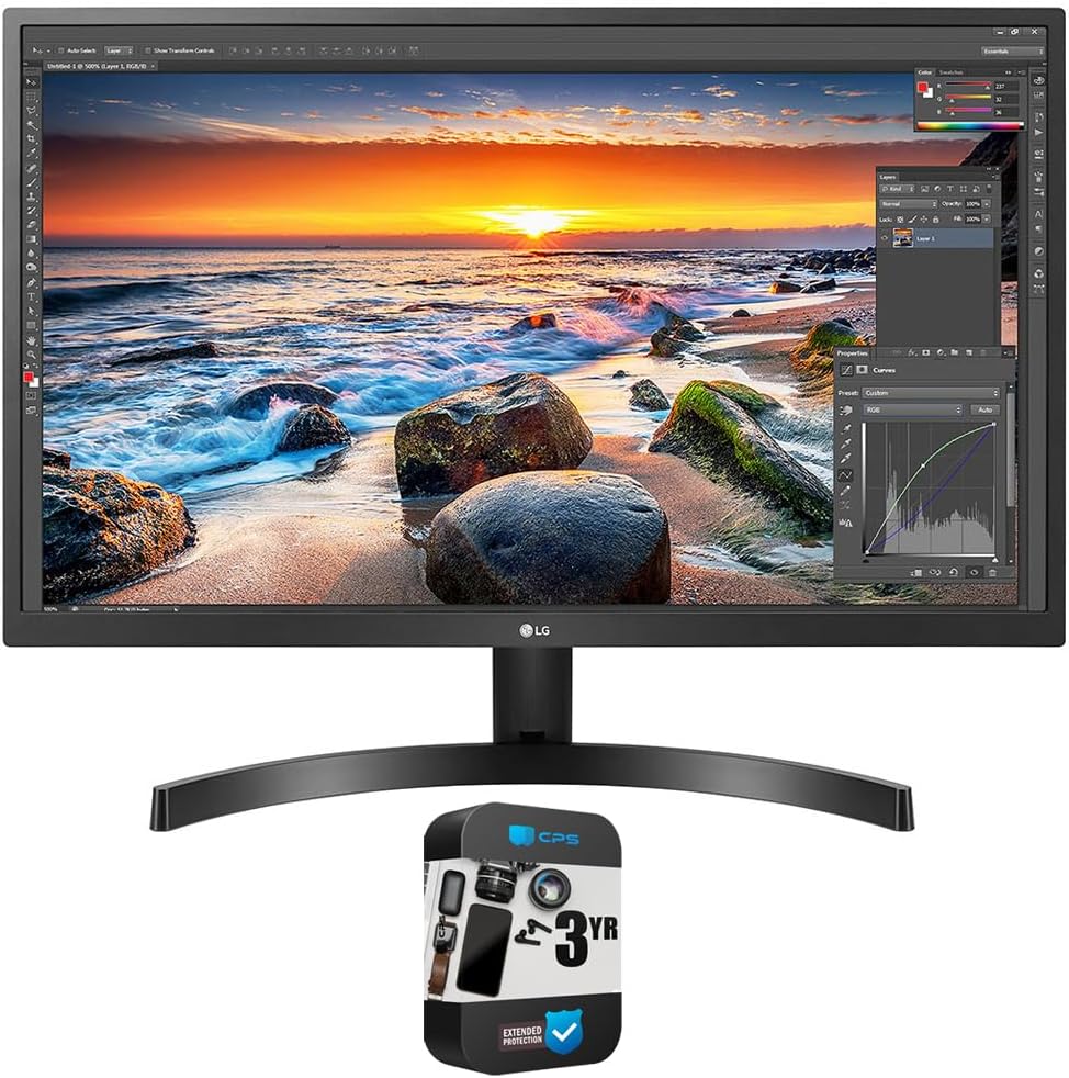 LG 27UK500-B 27 inch 4K UHD 3840x2160 IPS HDR10 Monitor with FreeSync Bundle with 3 YR CPS Enhanced Protection Pack