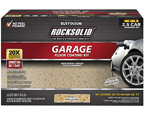Rust-Oleum 293513 RockSolid Polycuramine Garage Floor Coating, 2.5 Car Kit, High Gloss Gray