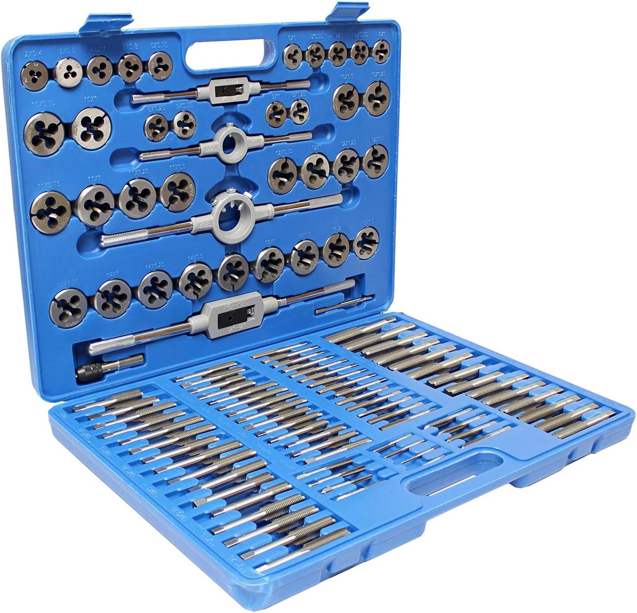 ABN Large Tap and Die Set Metric Tap and Die Kit Rethreading Tool Kit Thread Maker Hole Threader 110-Piece Set, Metric