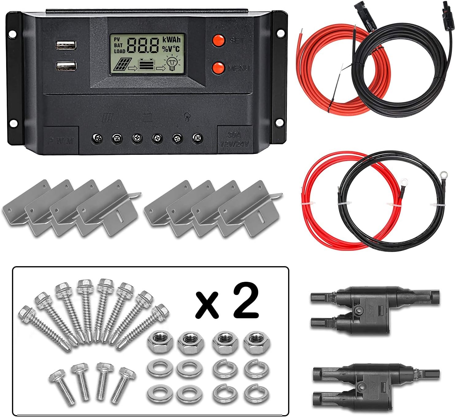 WEIZE 100 Watt 12 Volt Solar Panel Starter Kit, High Efficiency Monocrystalline PV Module for Home, Camping, Boat, Caravan, RV and Other Off Grid Applications