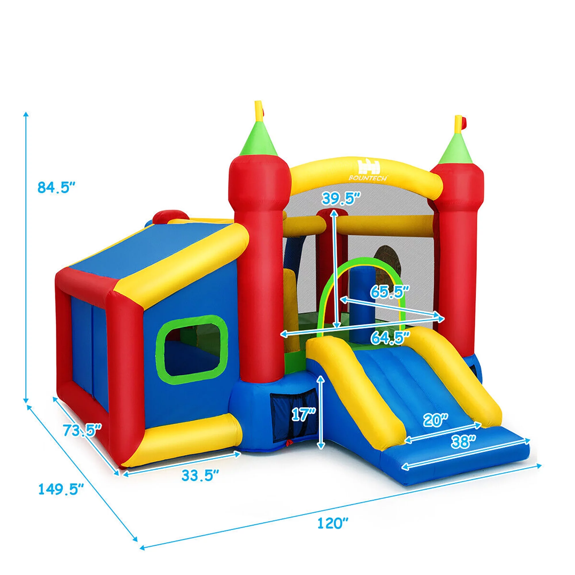 Gymax Inflatable Bounce House Kids Slide Jumping Castle w/ Ball Pit and 480W Blower