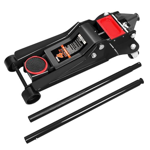 DNA MOTORING Floor Jack 3 Ton (6000 lbs) Capacity, Fast Lift Service Jack Low Profile Steel Heavy Duty Hydraulic Car Jack, Lifting Range 3"-20", Black, TOOLS-00475-BK