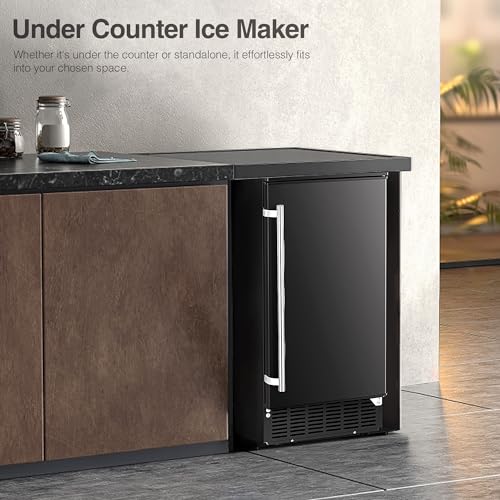 AGLUCKY Commercial Built-in Ice Maker Machine,80Lbs/Day,Under Counter Ice Maker Machine with Drain Pump & 24H Timer,Reversible Door,Self Cleaning Ice Machine for Home & Office