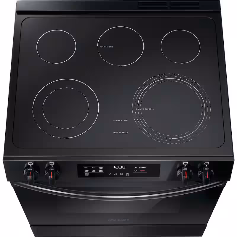 30 in. 5-Element Slide-In Front Control Electric Range with Steam Clean in Black