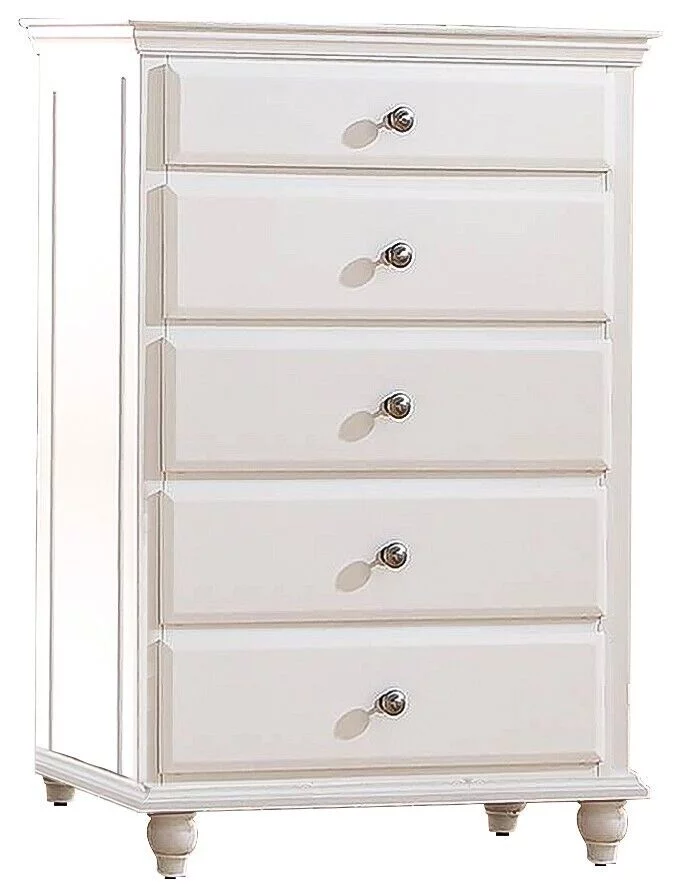 Contemporary Modern 6pc Bedroom Full Size Bed Set Dresser Mirror 2x Nightstands Chest White Furniture