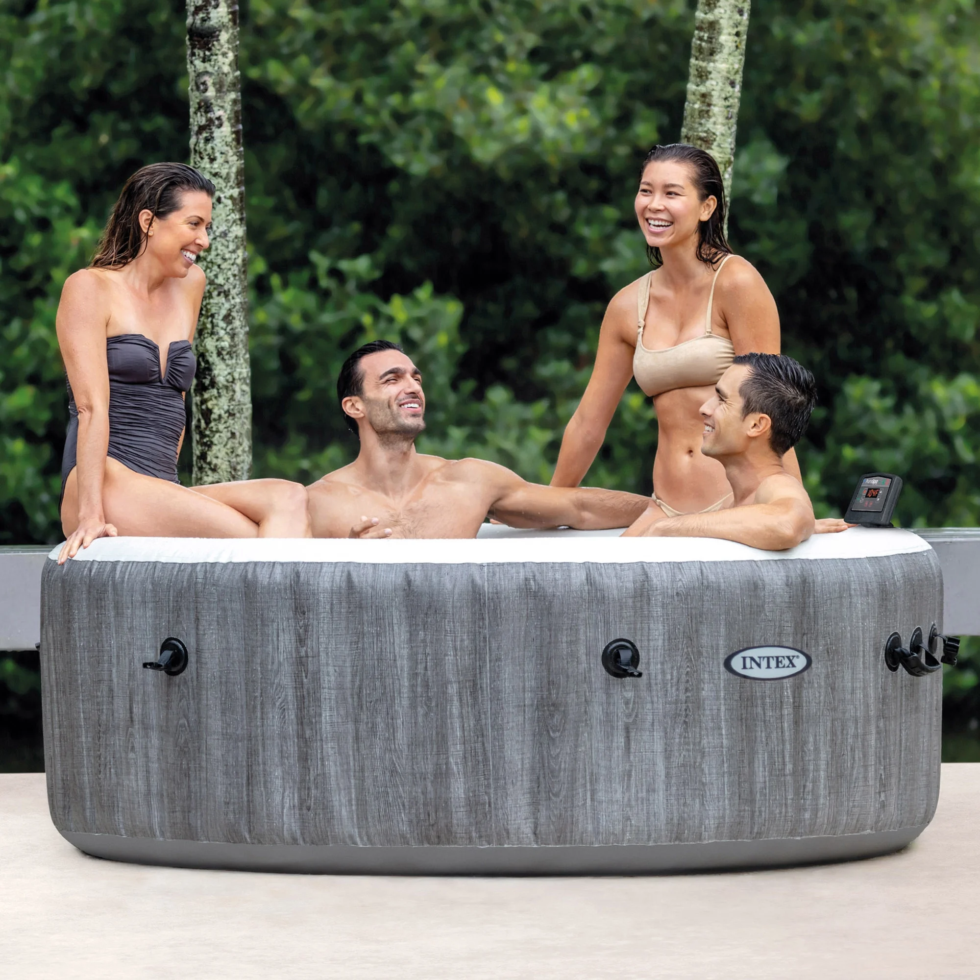 Intex PureSpa Plus Greywood Inflatable Hot Tub Jet Spa w/ Filter Cartridges
