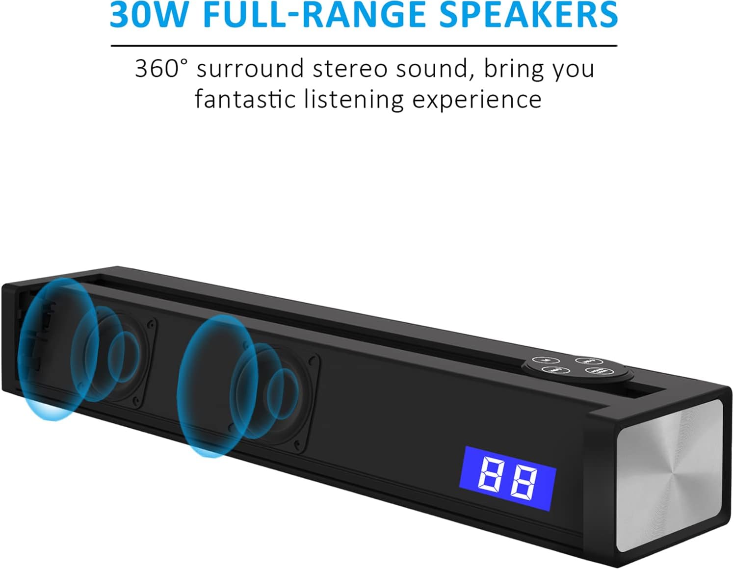 Sound Bars for TV, 16" Small Soundbar with Built-in DSP, 3 EQ Mode TV Sound Bar with Wireless Bluetooth, HDMI/Opt/AUX/USB Connection, Mini Sound Bar Speaker for PC, Gaming, Projectors Pack of 2