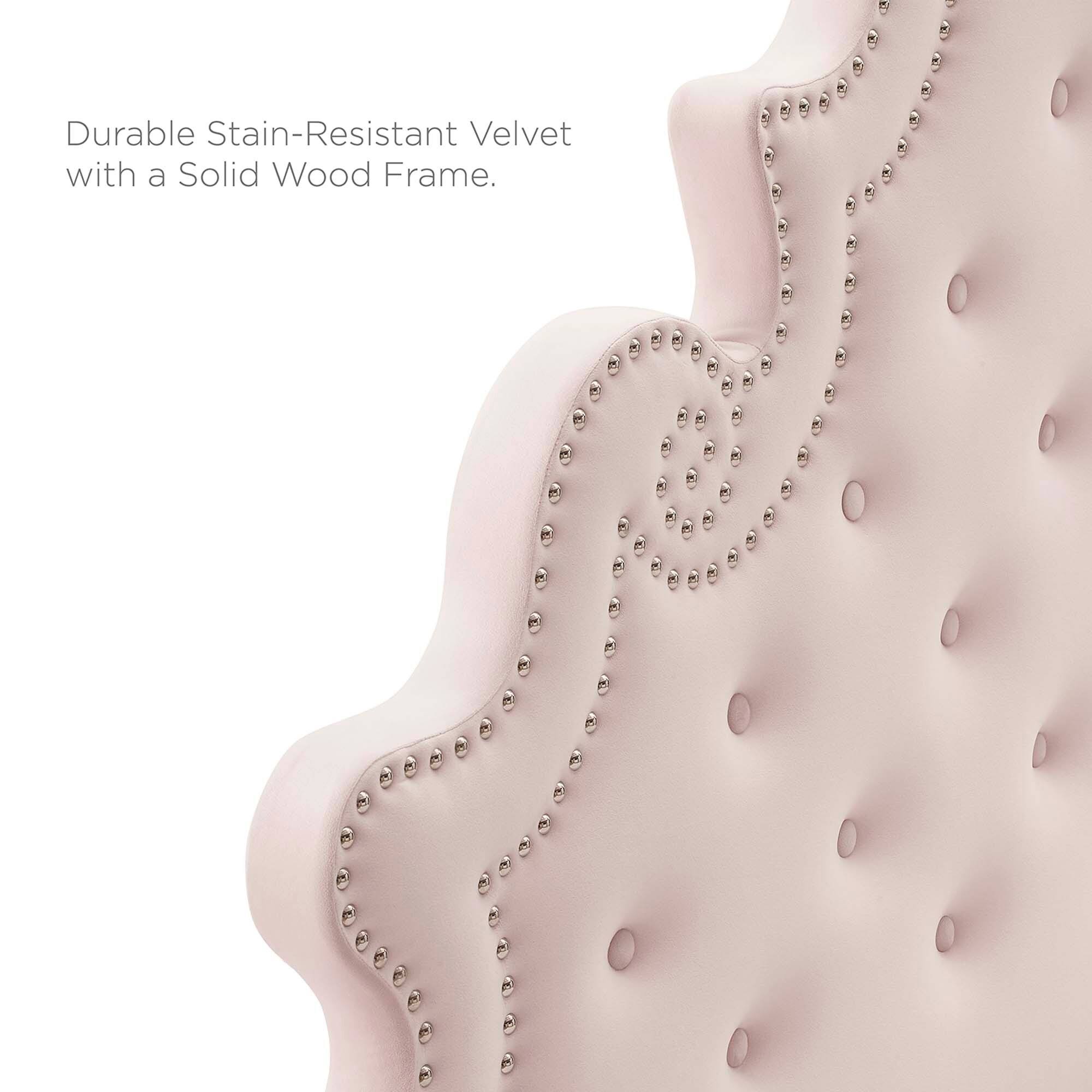 Modway Diana Twin Headboard Tufted Dusty Rose Performance Velvet