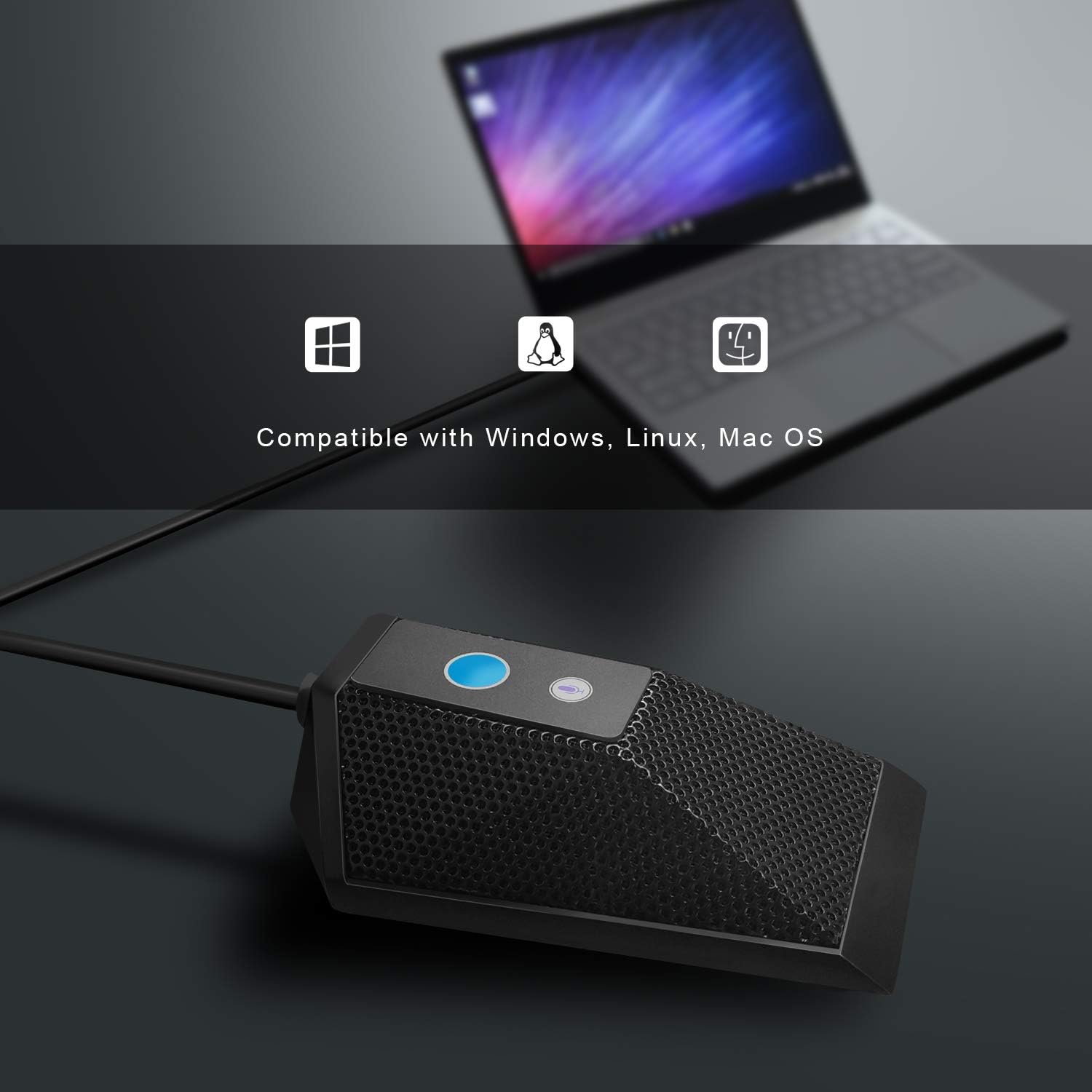 SiZHENG USB Computer Microphone Boundary Microphone Plug and Play Condenser PC Loptop Mic with Mute Button LED Indicator, Ideal for YouTube, Skype, Facetime, Recording, Streaming, Gaming Pack of 2