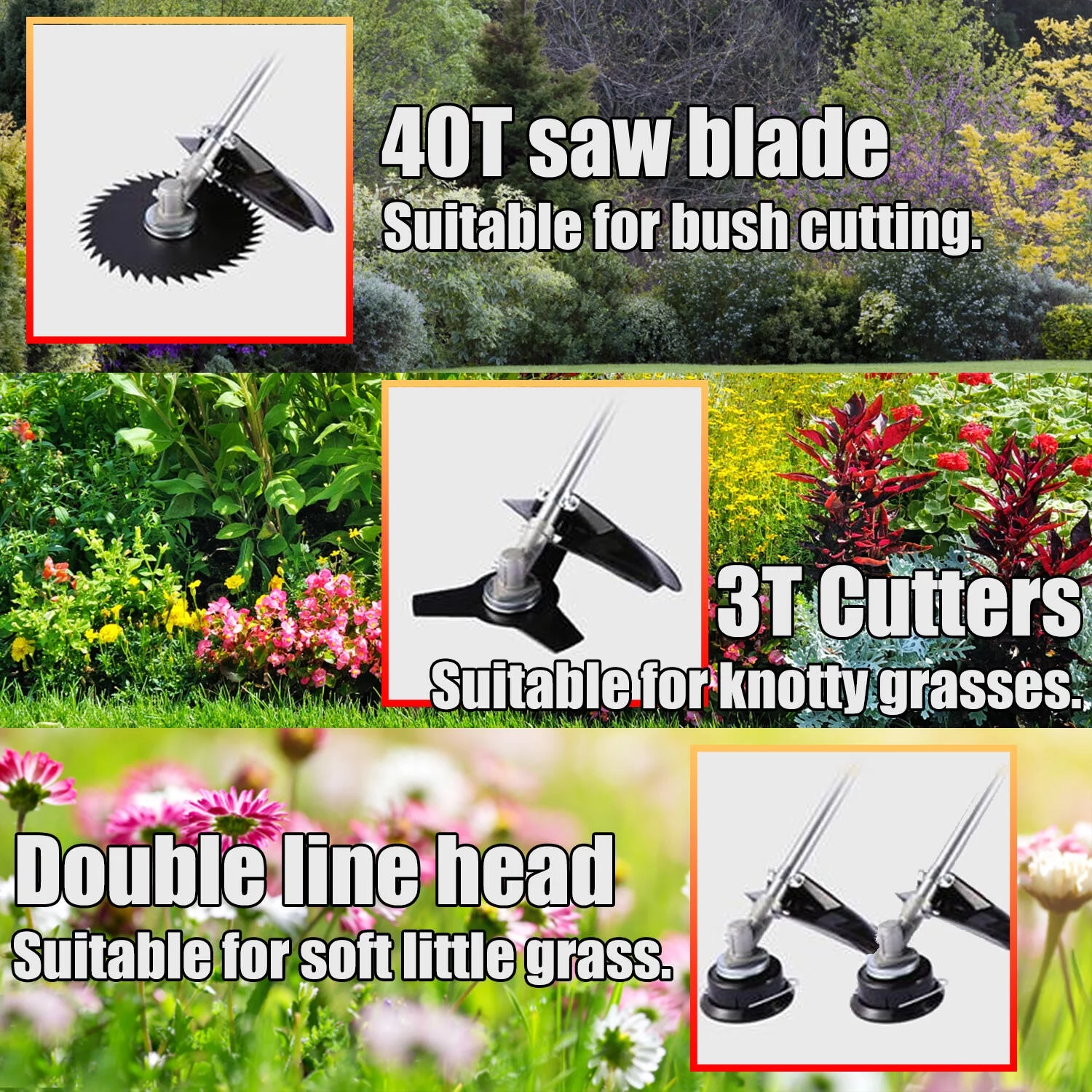 58CC Weed Eaters Gas Powered String Trimmer Straight Shaft Gasoline Powered Weed Trimmer Weedeater Brush Cutter Weed Trimmer for Edgers in Lawn and Garden 4 in 1 Orange