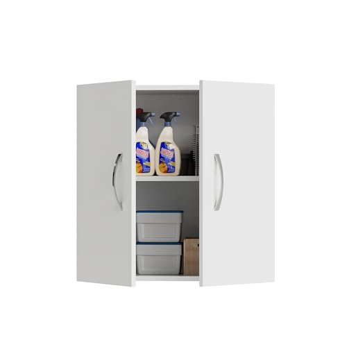 23″ Wall Cabinet with Adjustable Shelf | 2-Door Pantry Cabinet, Wall Mount Storage Cabinet for Bathroom, Kitchen, Living Room, White