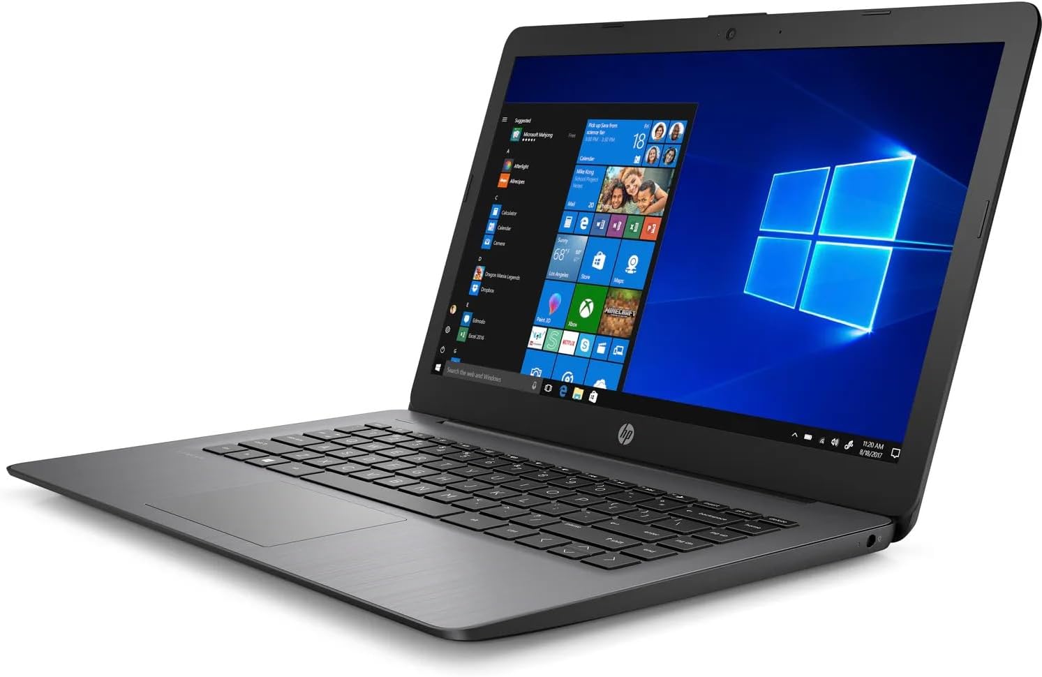 HP Stream 14 Inch HD Laptop Intel Celeron N4000 4GB DDR4 RAM 64GB eMMC Windows 11 Home, SD Card Reader, USB C, HDMI Port, 14-cb186nr, Brilliant Black Notebook (Renewed)