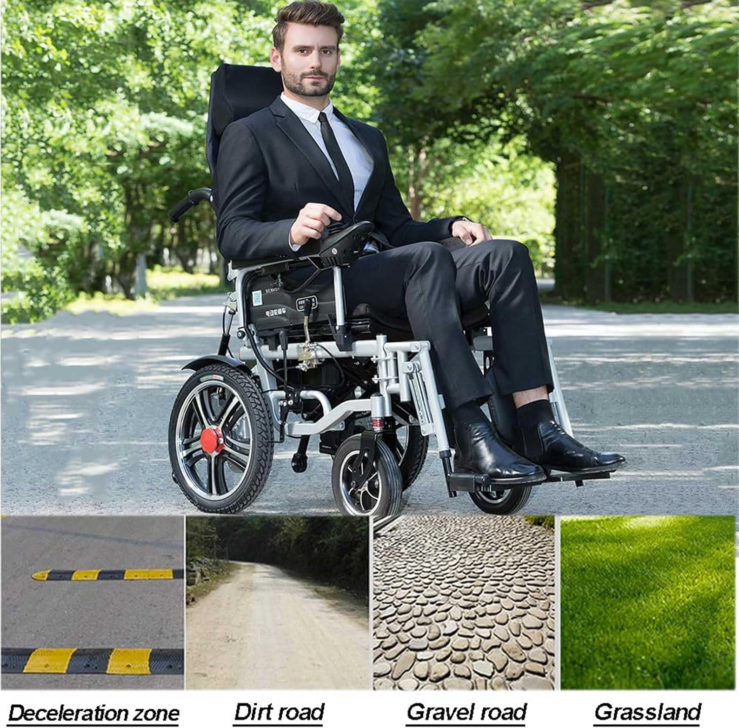 Electric Wheelchairs for Adults All Terrain Wheelchair Foldable Electric Wheelchair with 500W Dual Motor with 40A Lithium Battery,Adjustable Backrest and Pedal Angle 360° Joystick