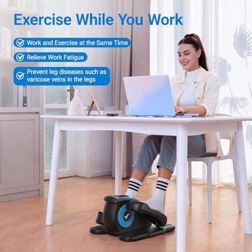 MERACH Under Desk Elliptical Machine, Ellipse Leg Exerciser for Seniors Adults Fully Assembled, Portable & Quiet Electric Seated Pedal Exerciser with 12 Adjustable Speed & Remote Control & 12 AutoMode