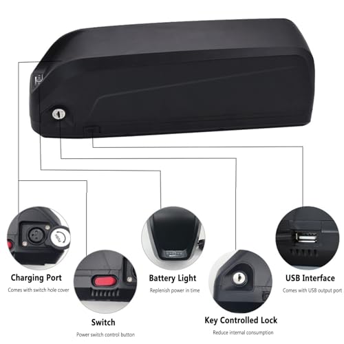 36V Ebike Battery 48V E-Bike Li-Ion Battery Electric Bike Batteries Pack for 650W-1000W Motor with Charger and USB Port