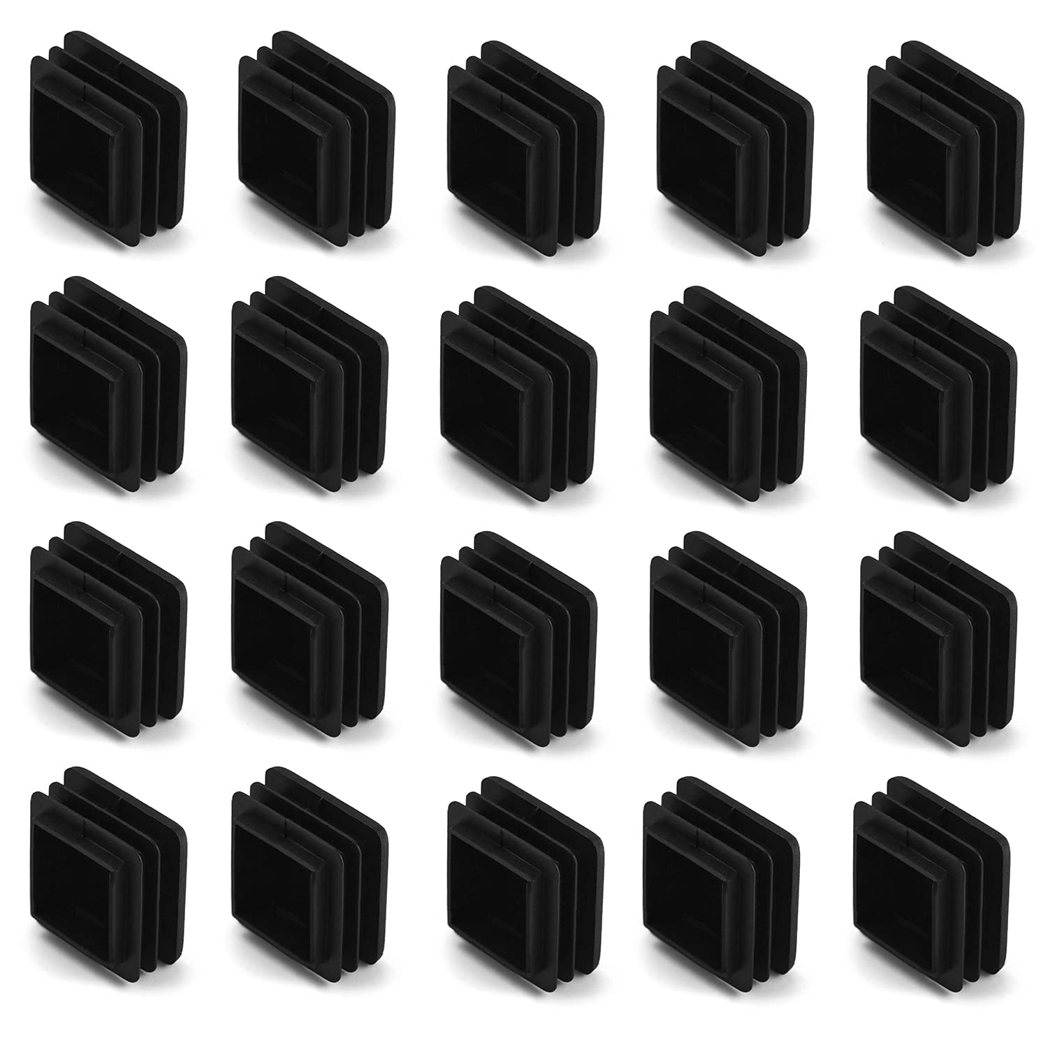 QWORK 10 PCS 1 X 2 Rectangle Black Plastic Plug End Cap for Pipe Tubing, Chair Leg