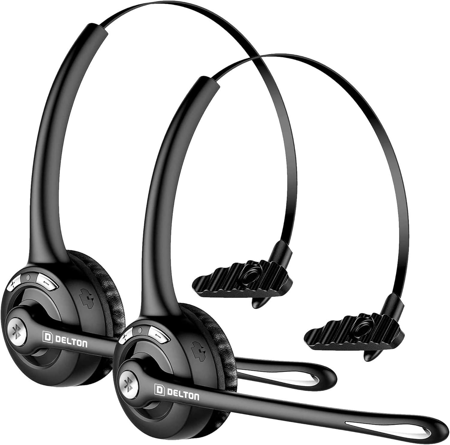 Delton Trucker Bluetooth Headset, Wireless Headphones w/Microphone, Headphones for Truck Driver, Wireless Over The Head Earpiece with Mic for Skype, Call Centers - 18Hrs