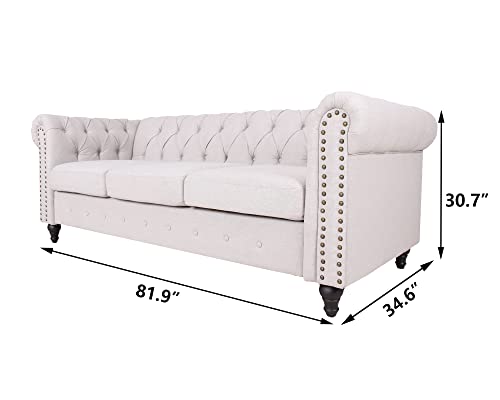 Chesterfield Sofa with Nail-Head for Living Room Office Sofa Set Modern Fabric Sofa Accent Tufted Chairs for Living Room