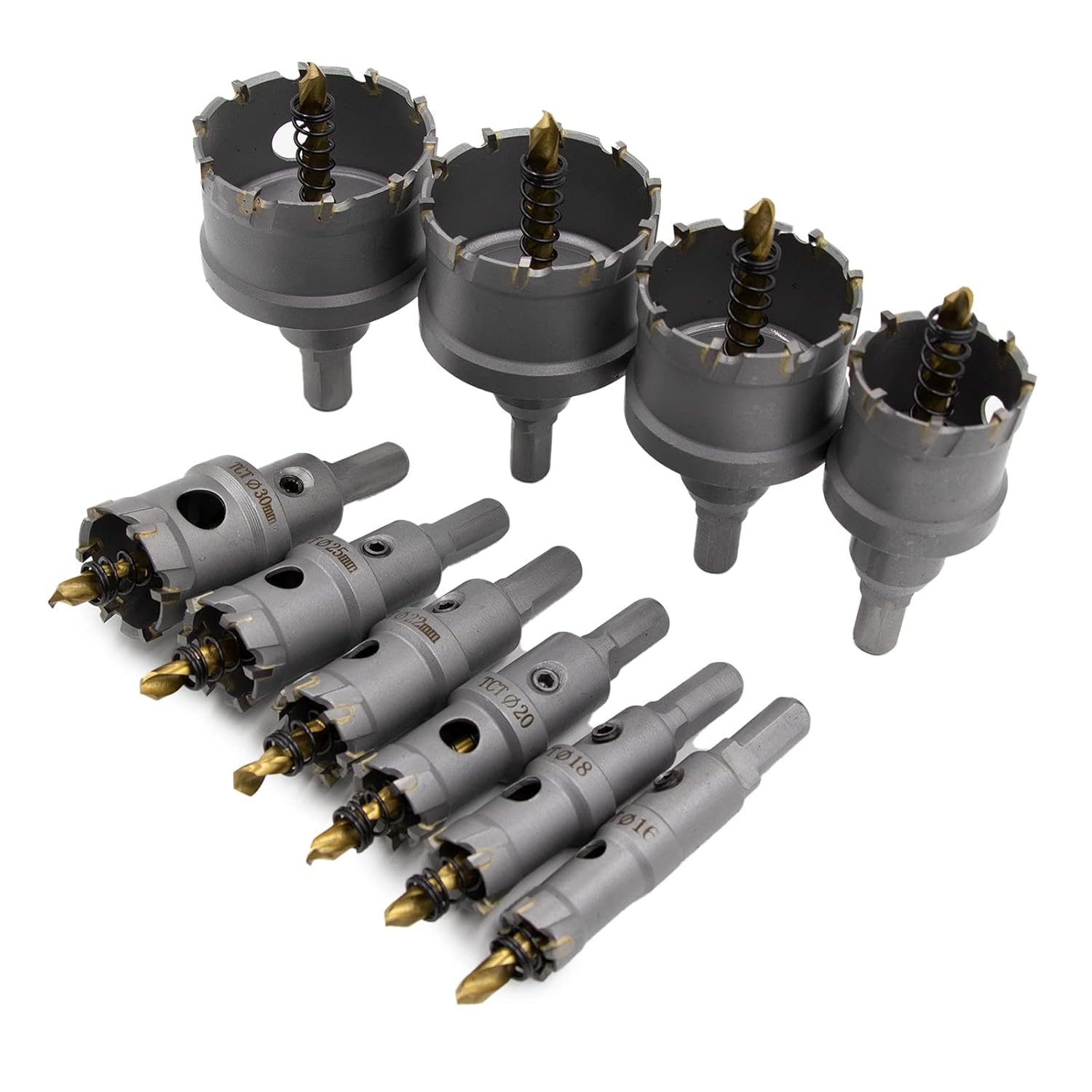 REETAI-FOUR 13Pcs TCT Hole Saw Kit,Tungsten Carbide Tipped Hole Saw Set, Hole Cutter Heavy Duty for Stainless Steel. (3/4-2-15/16)