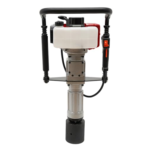 52CC Gas-Powered T Post Driver Upgrade Fence Post Pile Hammer with 2-Stroke Engine, EPA Certified, New Model Petrol Piledriver with 3xPost Driving Heads, 800-2800BPM
