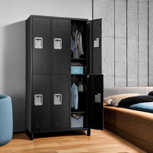 METAN Metal Storage Locker for School Office Gym Bedroom, 12 Doors Locker Cabinet for Employees, Industrial Steel Storage Locker with 12 Hooks, Assembly Required (12 Door-Light Gray)
