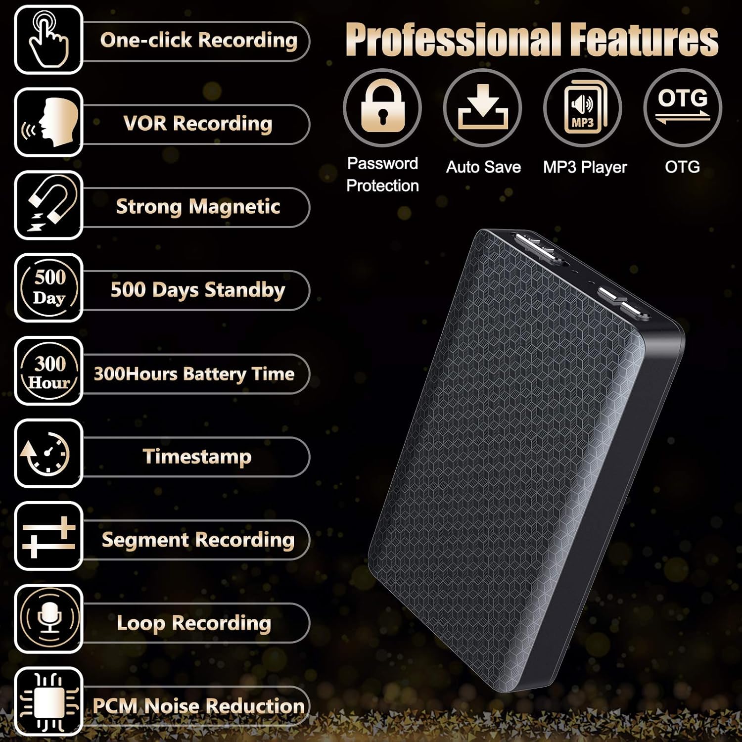 32GB Voice Activated Audio Recorder Mini Digital Voice Recorder with 400 Hour Storage Capacity,365 Days Standby Battery & up to 500 hrs Continuous Recording,Magnetic,Time Stamp,Password Protect Pack of 2