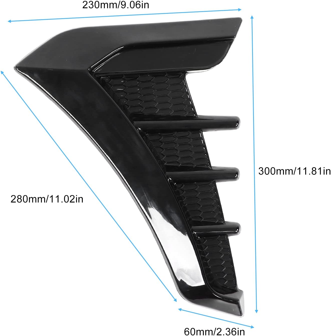 Fydun Hoods Vents Bonnet Cover， Car Hood Vent Scoop Kit 2pcs Gloss Black Side Vent Trim Decoration Sticker Rubber Shark Gills Universal for Cars Pack of 2