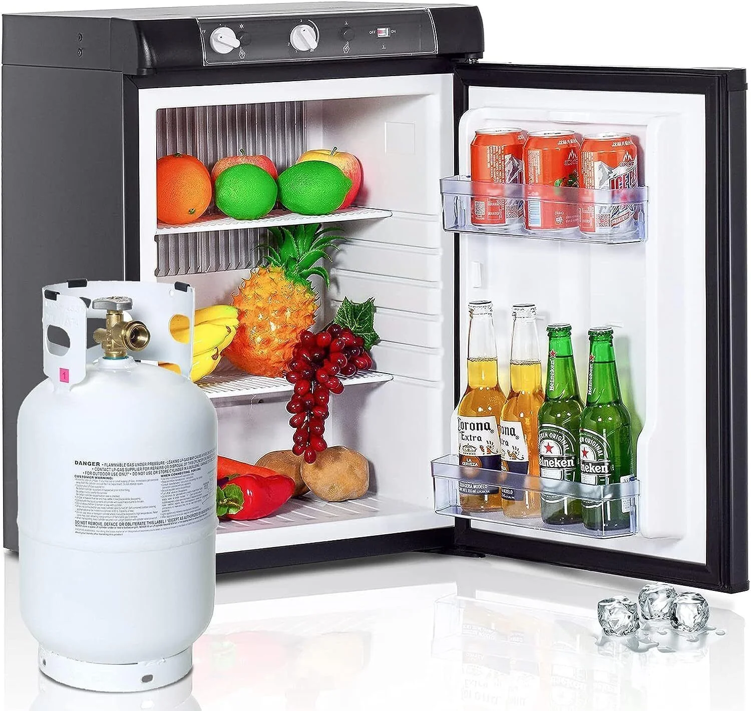 Techomey  Fridge 2.1 Cu Ft AC/DC/LPG Refrigerator Propane Gas RV Compact Camper Mini Fridge