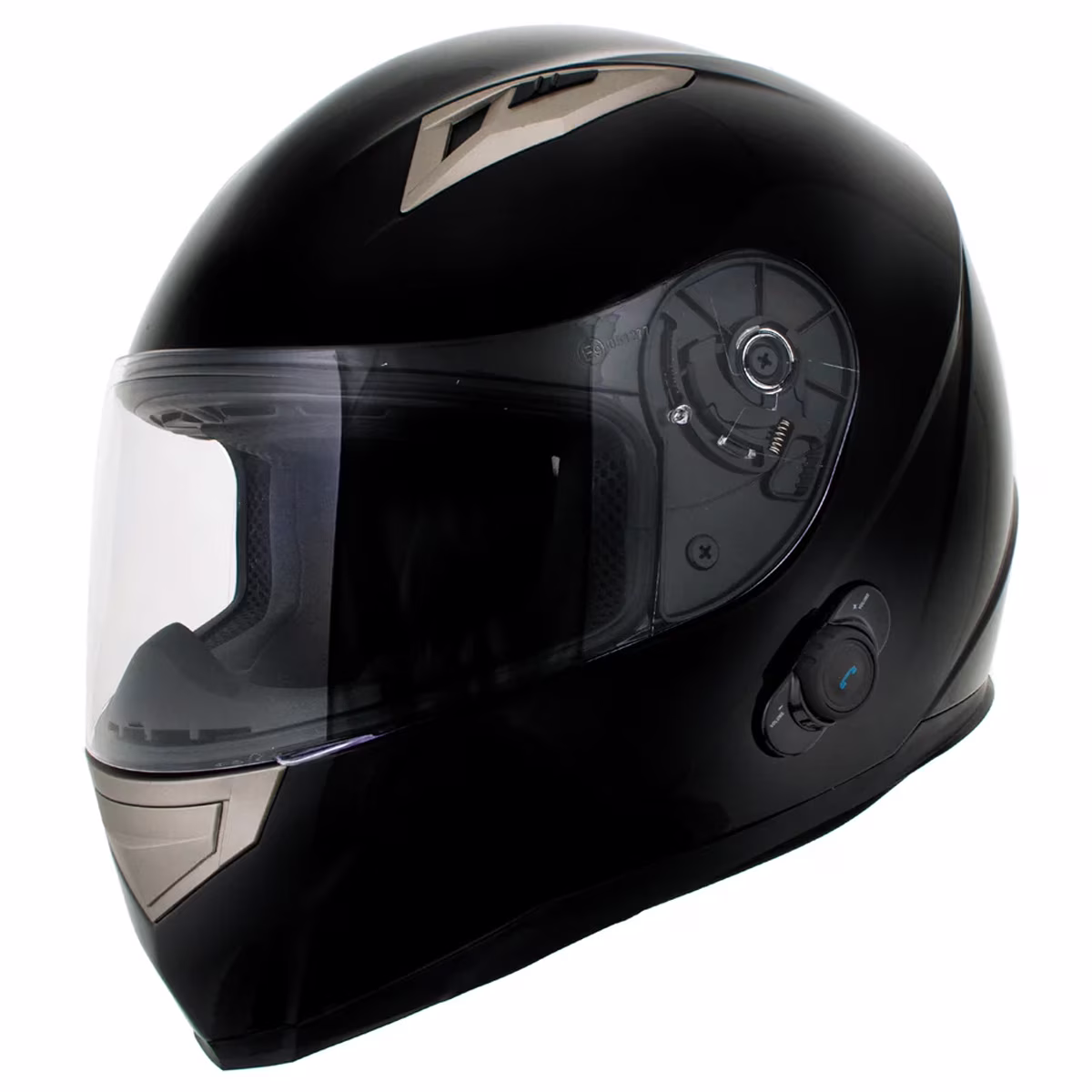 Milwaukee Helmets H510 Gloss Black 'Chit-Chat' Full Face Motorcycle Helmet w/ Intercom - Built-in Speaker and Microphone for Men / Women Medium