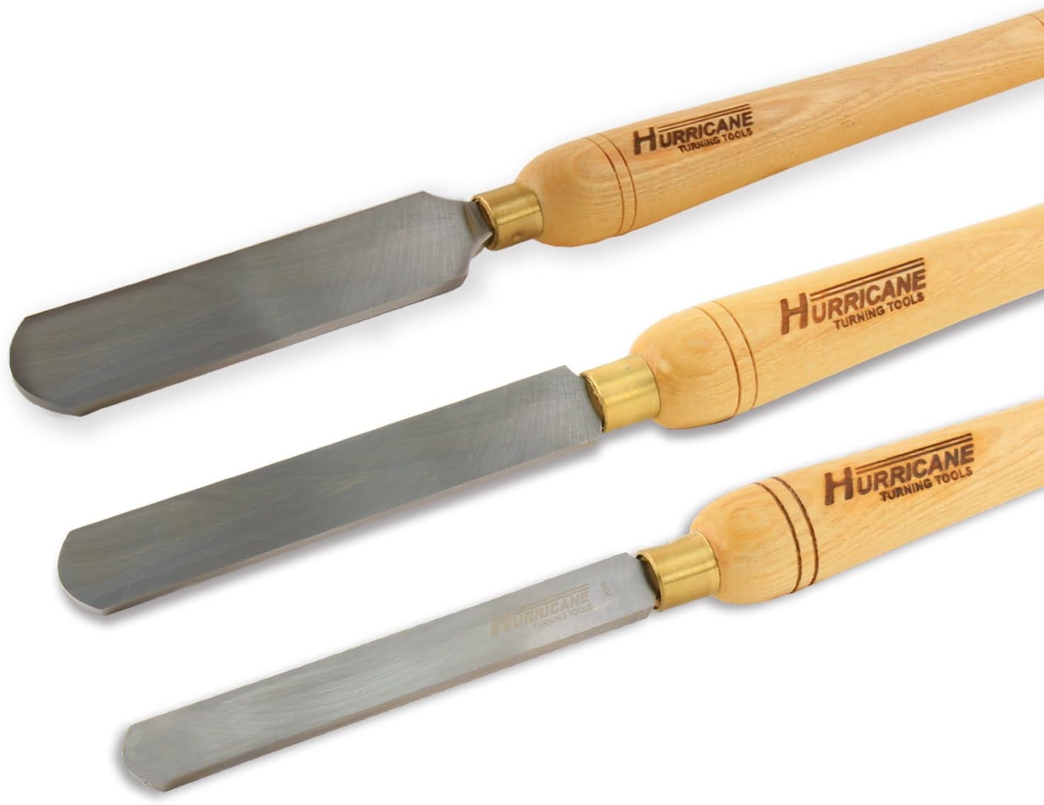 Hurricane Turning Tools, HSS, 3 Piece Round Nose Scraper Set (3/4", 1" and 1 1/2"), Standard Series Woodturning Tools