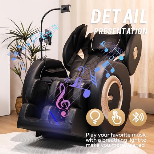 Massage Chairs Full Body Zero Gravity Massage Chair and Recliner with Heat, Airbags, Foot Massage, Phone Controller, Bluetooth Speaker, Nightlights for Living Room, Bedroom