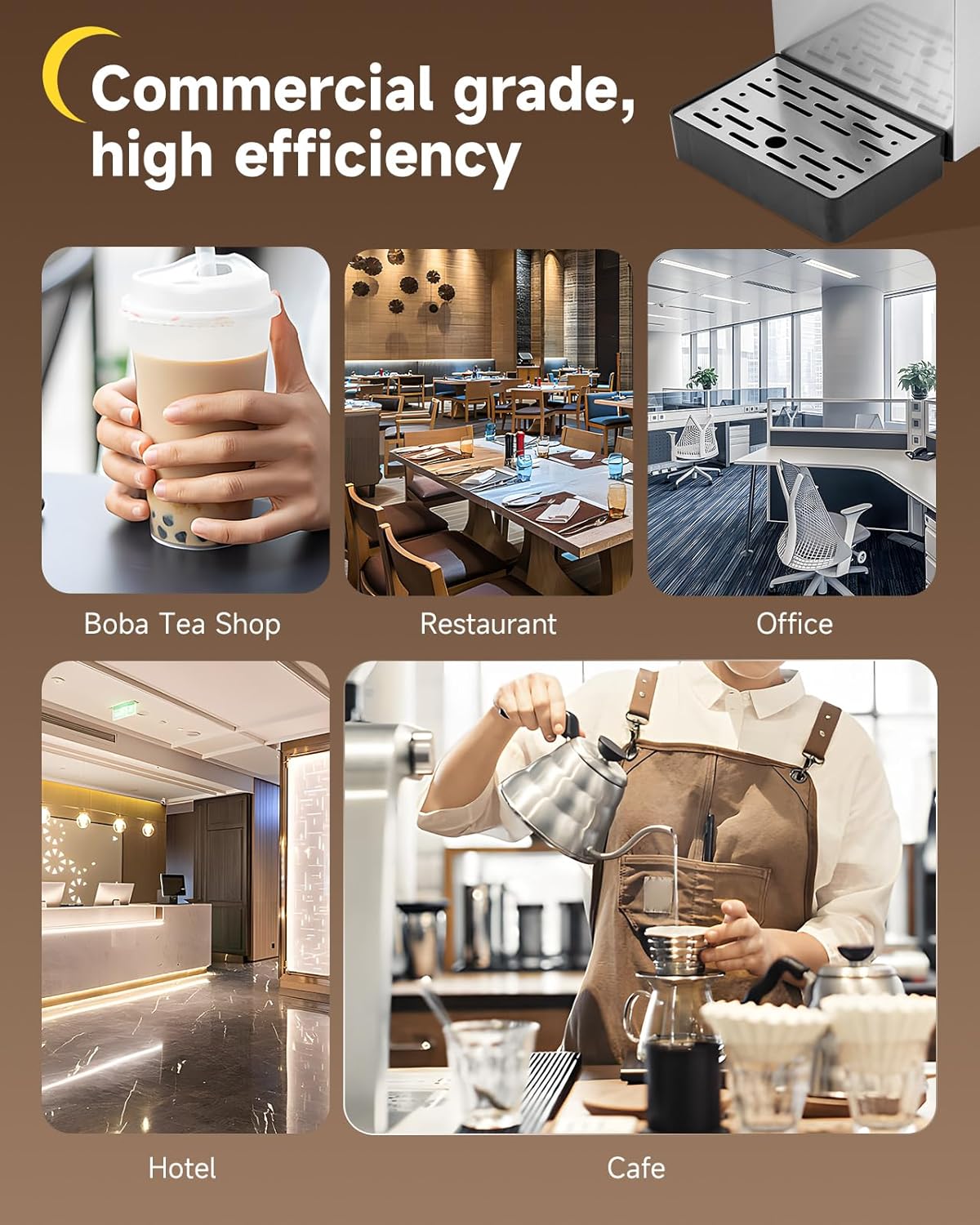 Step-Heating Commercial Hot Water Dispenser 17-Min Fast Ready Water Boiler Machine Large Capacity 80L/H for Tea Boba Tea Milk Tea Restaurant Hotel