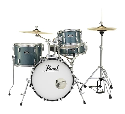 Pearl Roadshow Drum Set 4-Piece Complete Kit with Cymbals and Stands, Charcoal Metallic (RS584C/C706)