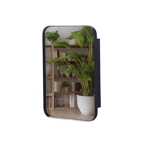 Recessed Metal Framed Medicine Cabinet with Mirror and Adjustable Shelves - Wall Mounted Storage Solution for Modern Bathrooms - Elegant and Functional Bathroom Accessory (White)
