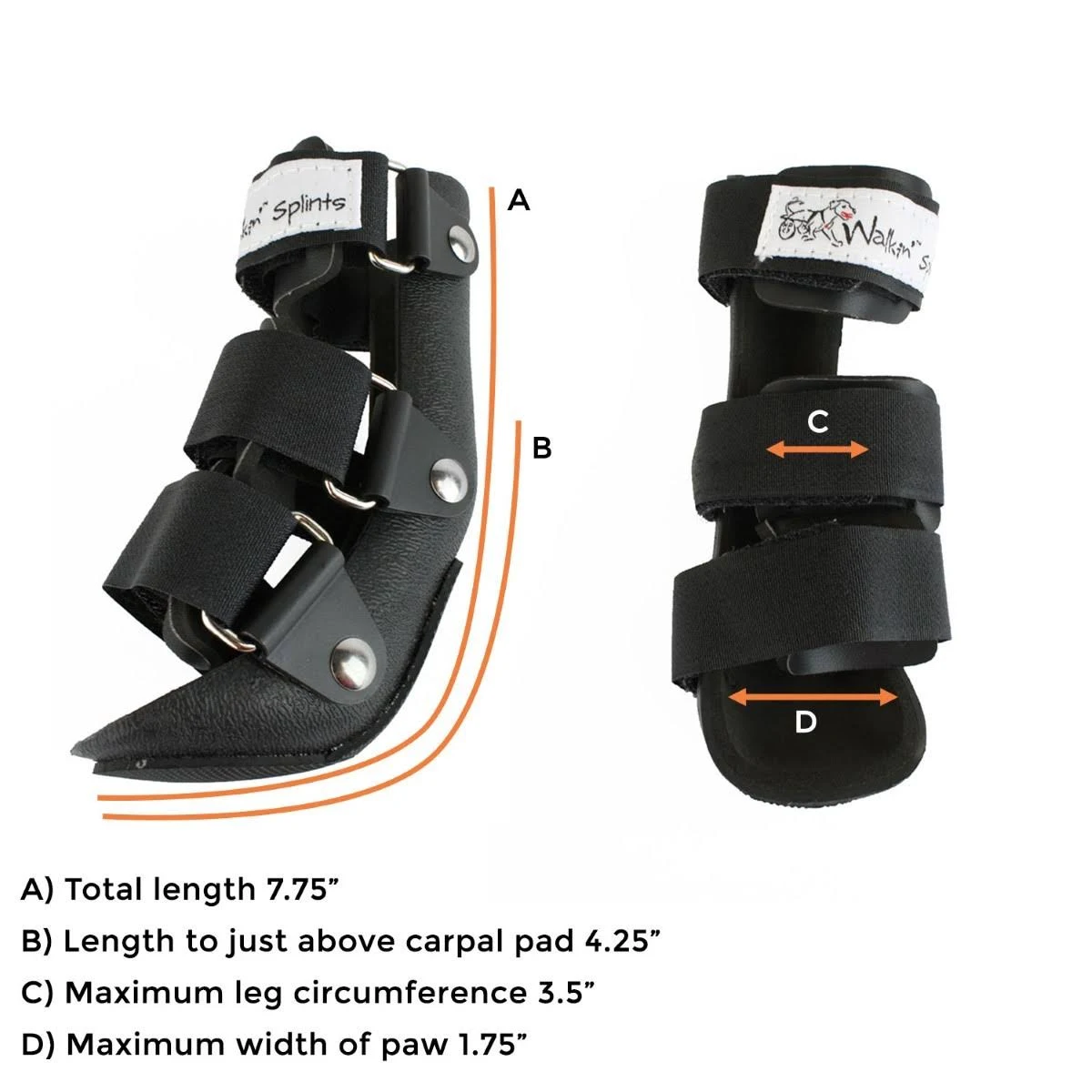 Walkin& Pet Splint for Dogs, Canine Front Leg Splint with Foam Inserts