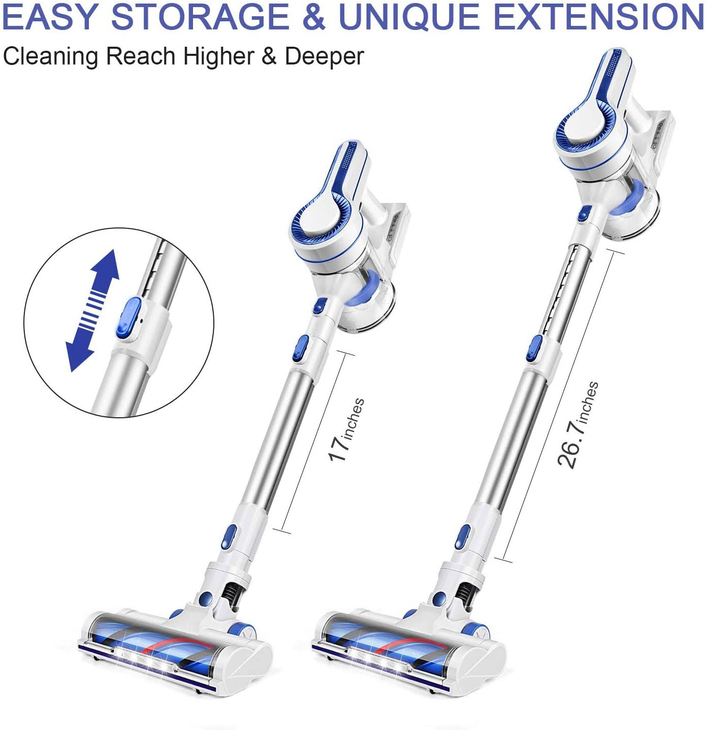 Aposen Cordless Vacuum Cleaner, Upgraded Powerful Suction 4 in 1 Stick Vacuum Cleaner 35min-Running Detachable Battery, 1.2L Lar