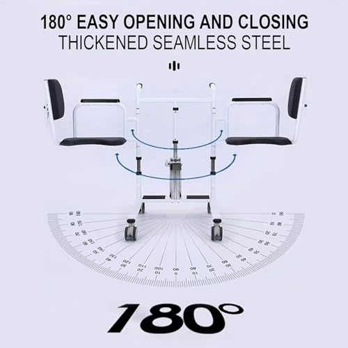 Hydraulic Patient Lift Transfer Chair,4 in 1 Transfer Chair with 180° Split Seat with Toilet and Tray Table, for Nursing Elderly, Load 440Lbs Transfer Wheelchair.