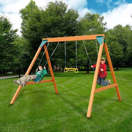 Swing-n-slide PB 8360 Ranger Wooden Swing Set with Swings, Brown