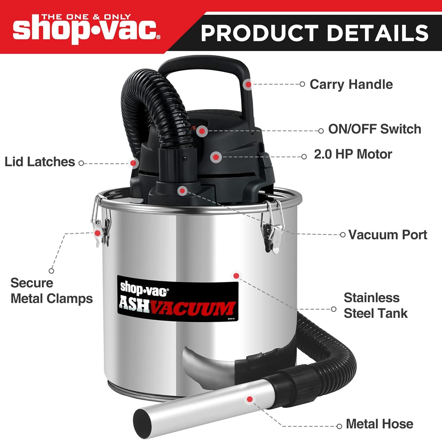 Shop-Vac 4 Gallon 2.0 Peak HP Ash Vacuum and 5 Gallon 9.0 Peak Kpa Ash Vacuum