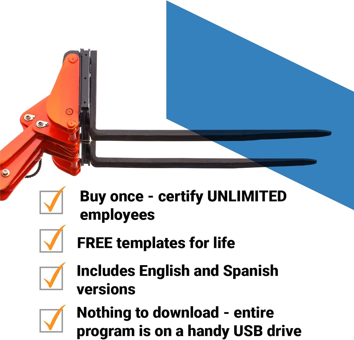 OSHA Compliant Forklift Operator COMPLETE Training Kit + Train the Trainer BUNDLE! Certificates Of Completion, Operator Cards, Student Hand Outs, Hands On Evaluation Checklist, & More!
