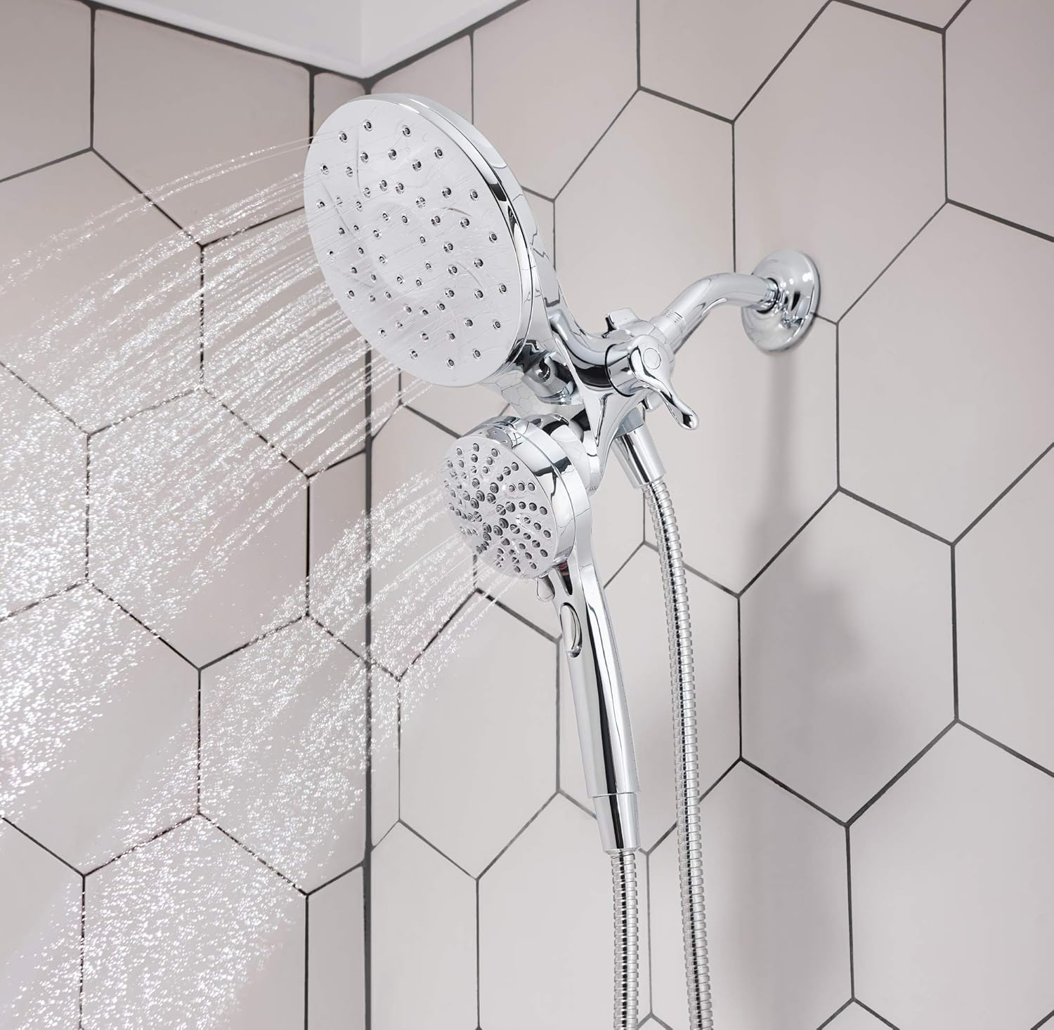 Moen 26009 Engage Magnetix 2.5 GPM Handheld/Rain Shower Head, Chrome & 26100EP Engage Magnetix 3.5-Inch Six-Function Handheld Showerhead with Eco-Performance Magnetic Docking System, Chrome