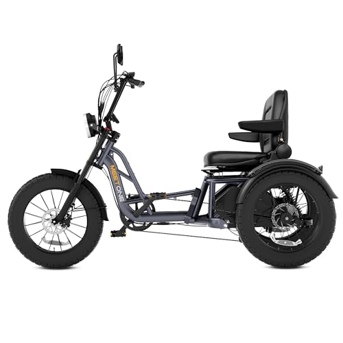 Folding Electric Tricycle for Adults, 1200W Electric Trike, 22MPH 100Miles 3 Wheel Electric Bike, Reverse Gear, Rear Differential, 450lbs Load, F&R Baskets, 4'' Wide Fat Tire, UL Certified