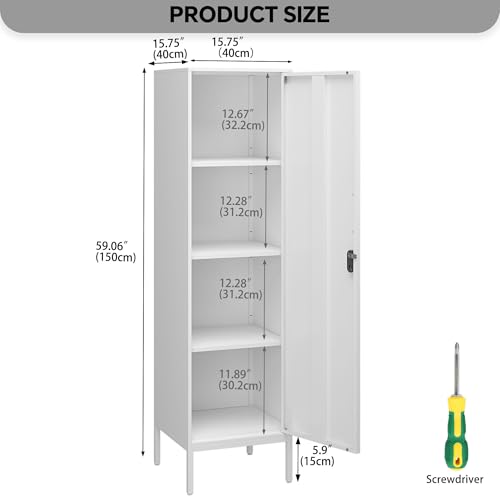 Metal Locker, Storage Cabinet with Digital Lock, Steel File Cabinet with 3 Adjustable Shelves for School, Living Room, Bedroom, Office (Green)