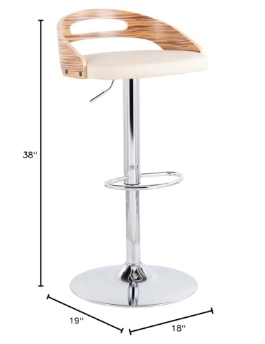 LumiSource Cassis Adjustable Bar Stool, Chrome Bar Stools, Bar Chair, Swivel Bar Stool