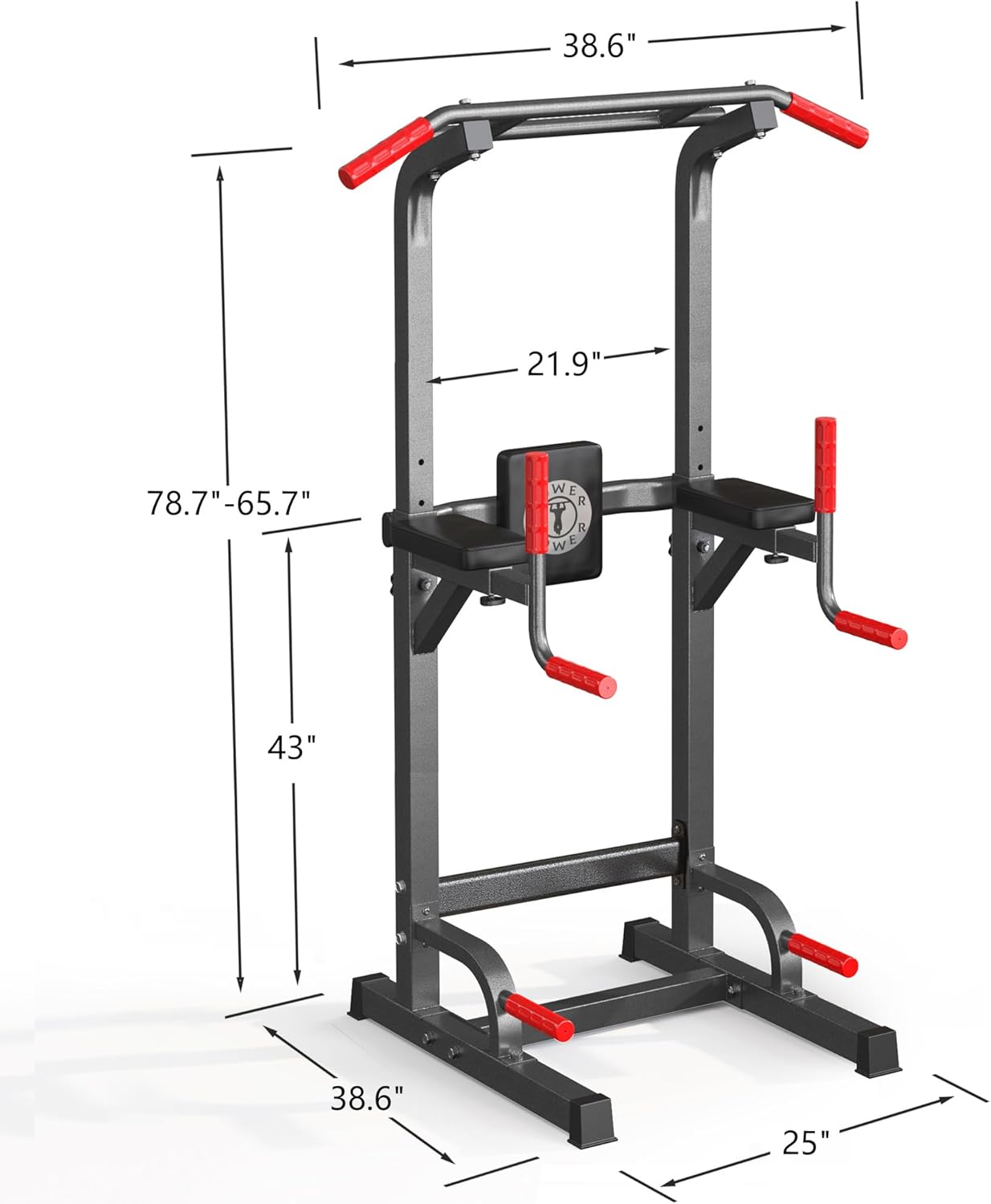 SogesPower Power Tower Pull Up Dip Stand Multi-Function Adjustable Height Workout Equipment Dip Station Fitness Strength Training for Home Gym 330LBS