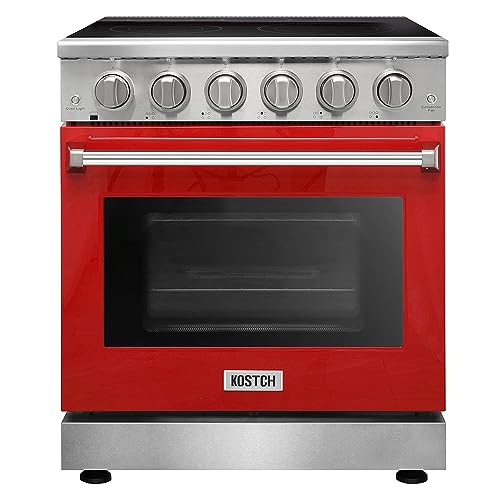 KOSTCH 30 inch Professional Electric Range with 5 Heating Elements Cooktop, 4.55 Cu. Ft. Convection Oven Capacity, Smooth Glass Top, in Stainless Steel, KOS-30RE06H